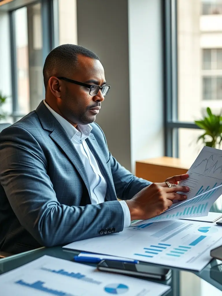 A South African business owner reviewing financial reports with a consultant, highlighting the importance of financial planning for businesses.